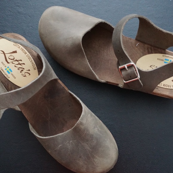 Authentic Swedish Leather/Wooden Clogs - Picture 3 of 4